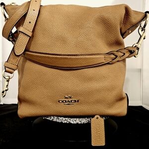 COACH ABBY bag leather Light Saddle duffle EUC tote hobo pebble tan F31507 large